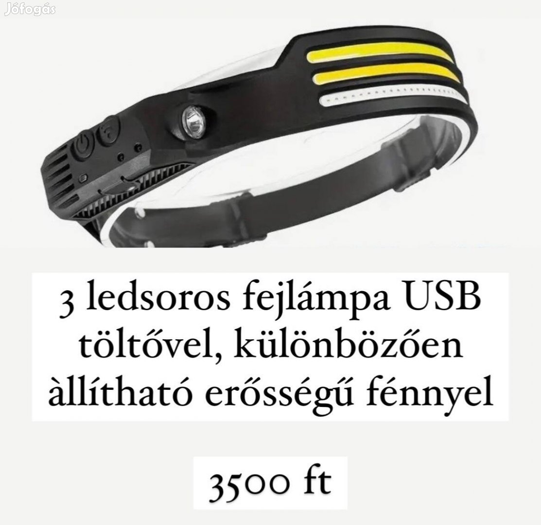 3 ledsoros fejlámpa