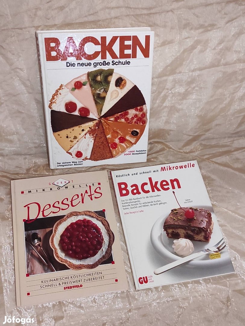 3 német sütemény Backen, desserts szakácskönyv nagy album