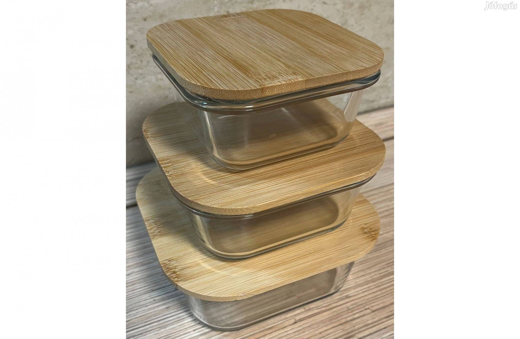 3 részes tárolódoboz tároló edény készlet szett üvegtál,