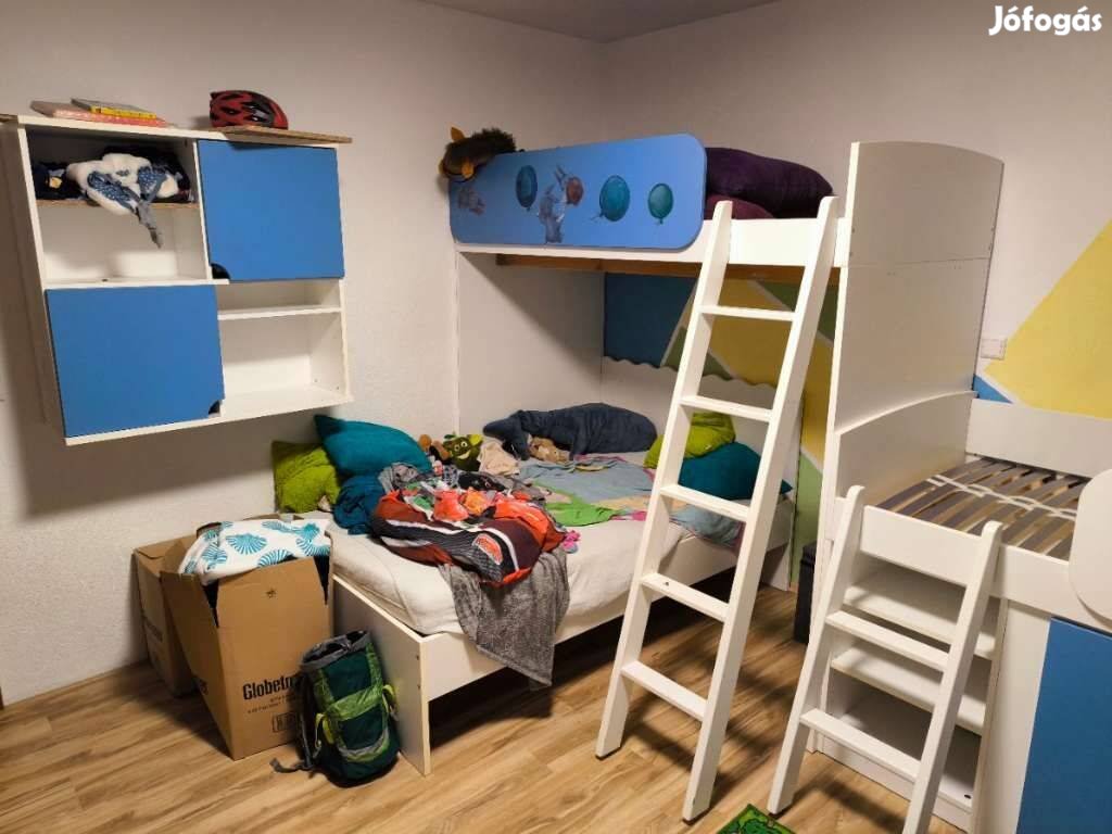3 személyes emeletes ágy gyerekszoba bútor jó állapotban gyerekágy