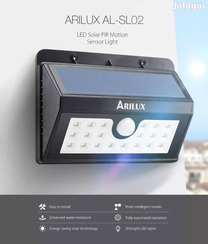 3db Arilux napelemes solar lábazati LED lámpa infra érzékelős PIR