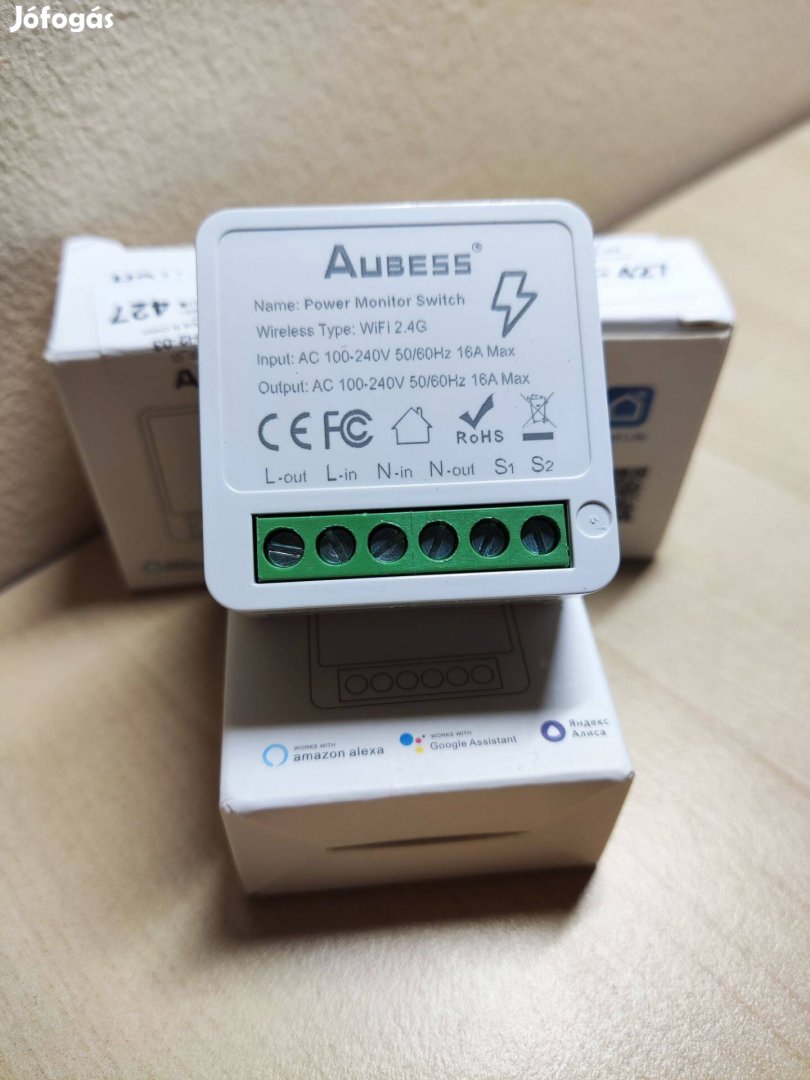 3db Aubess Mini Wifi Smart Switch 16A fogyasztás mérő