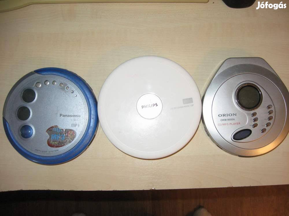 3db Discman CD Lejátszó Mp3-asok hibásak egyben Panasonic Philips Orio