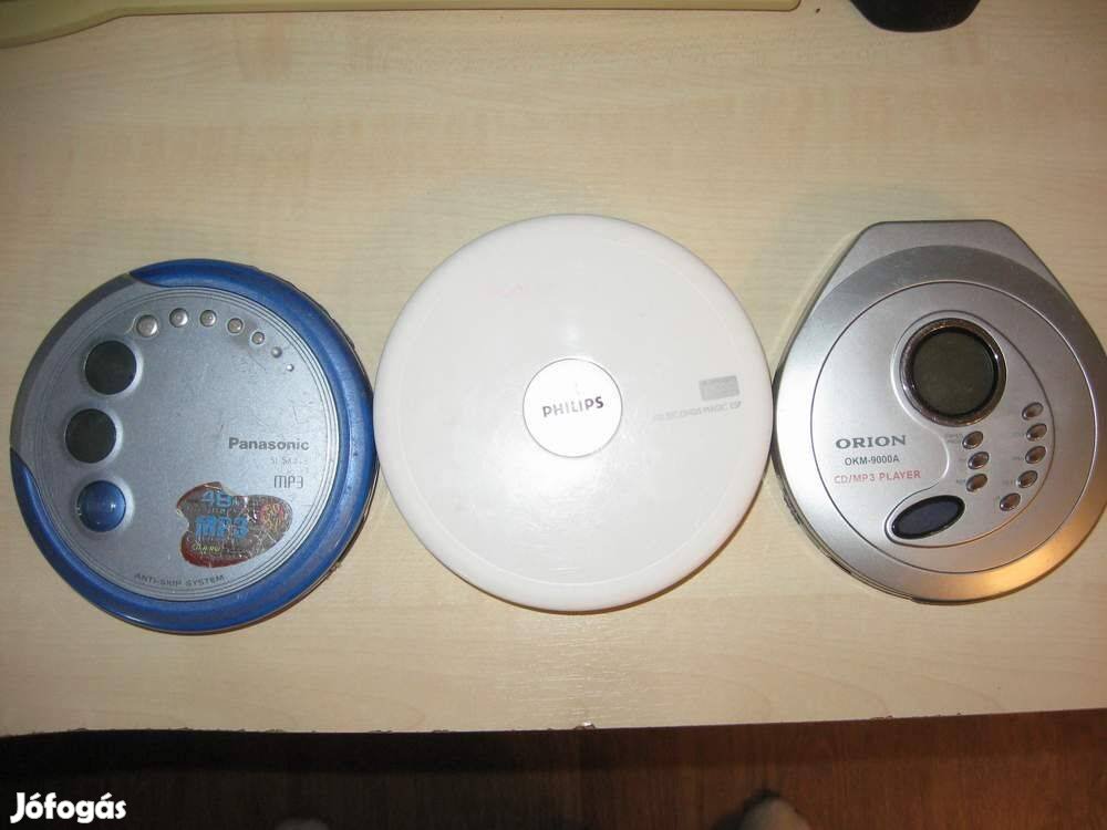 3db Discman CD Lejátszó Mp3-asok hibásak egyben Panasonic Philips Orio