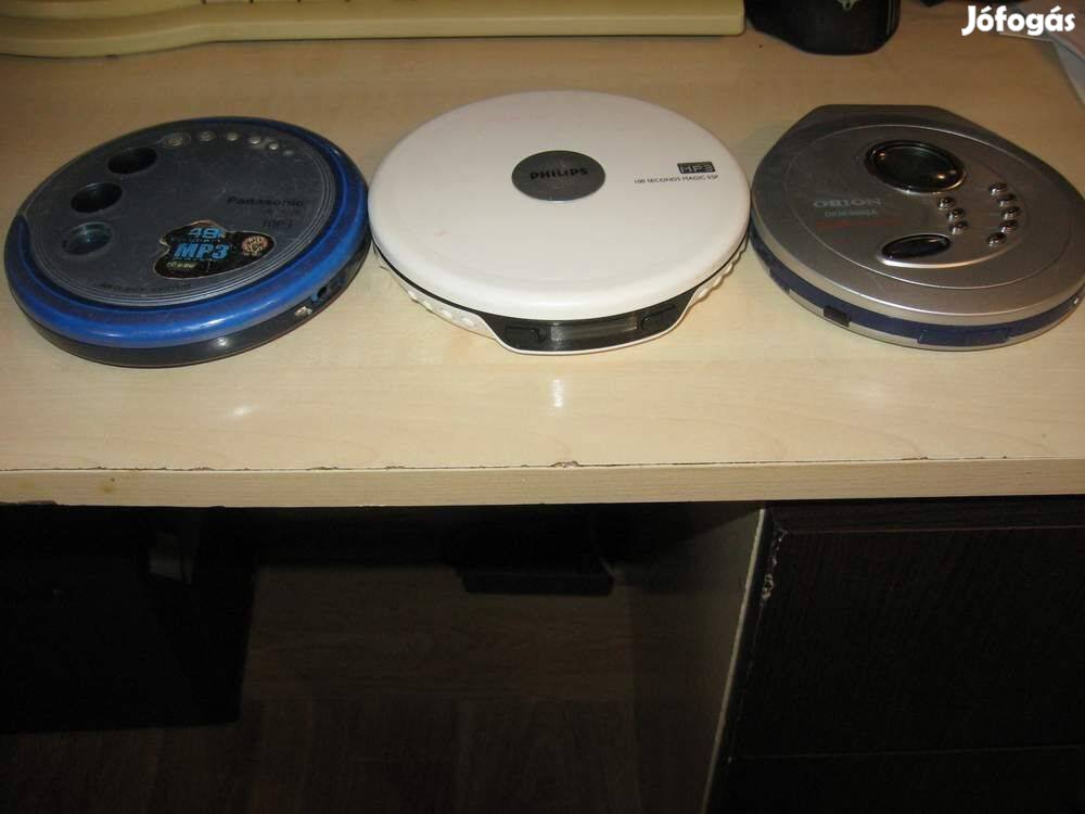 3db Discman Hordozható CD Lejátszó Mp3-asok hibásak egyben Panasonic