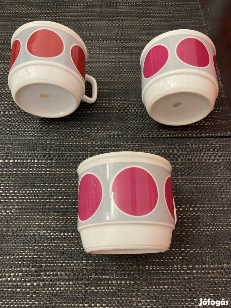 3db retro régi Zsolnay porcelán rakásolható kakaós pöttyös bögre!