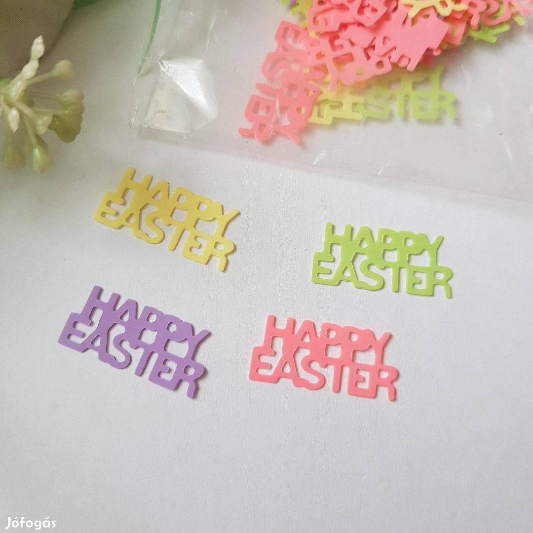3g-os színes, Happy Easter felirat alakú húsvéti konfetti, dekoráció