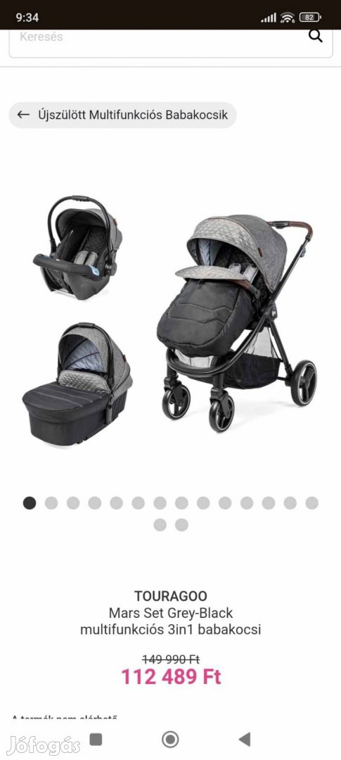 3in1 babakocsi (Touragoo Mars Set Grey-Blac)