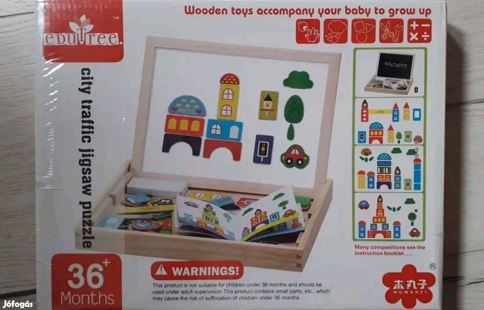 3in1 fa rajz- és mágnestábla városos formákkal