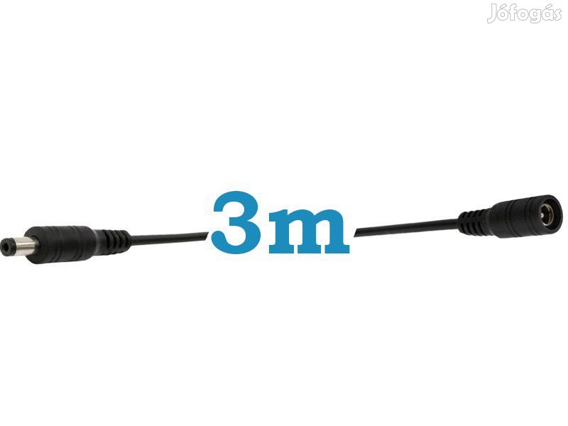 3m-es DC hosszabbítókábel kamerákhoz, dugó-aljzat 5.5 * 2.1MM fekete