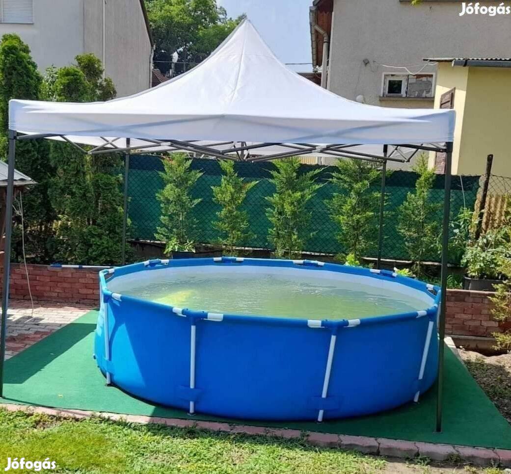 3x3 Pavilon sátor Tetőponyva kék zöld fehér piros krémf