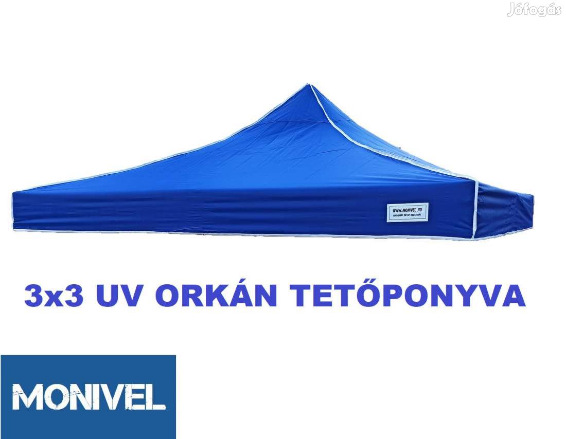 3x3 UV állóbb orkán kék tetőponyva kerti pavilonhoz rendezvény piaci