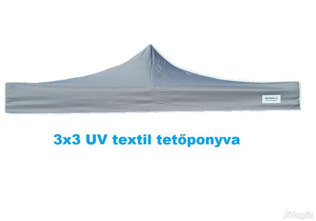 3x3 UV textil szürke tetőponyva sátortető sátorponyva ponyva sátor