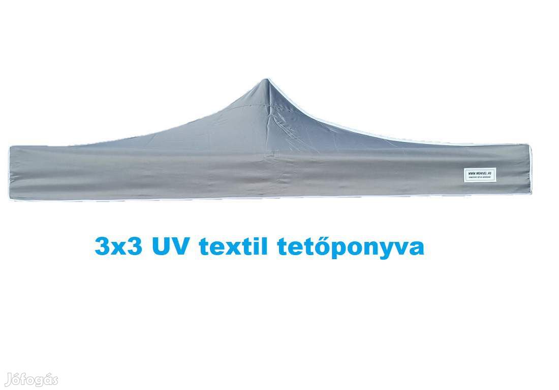 3x3 UV textil szürke tetőponyva sátortető sátorponyva ponyva sátor
