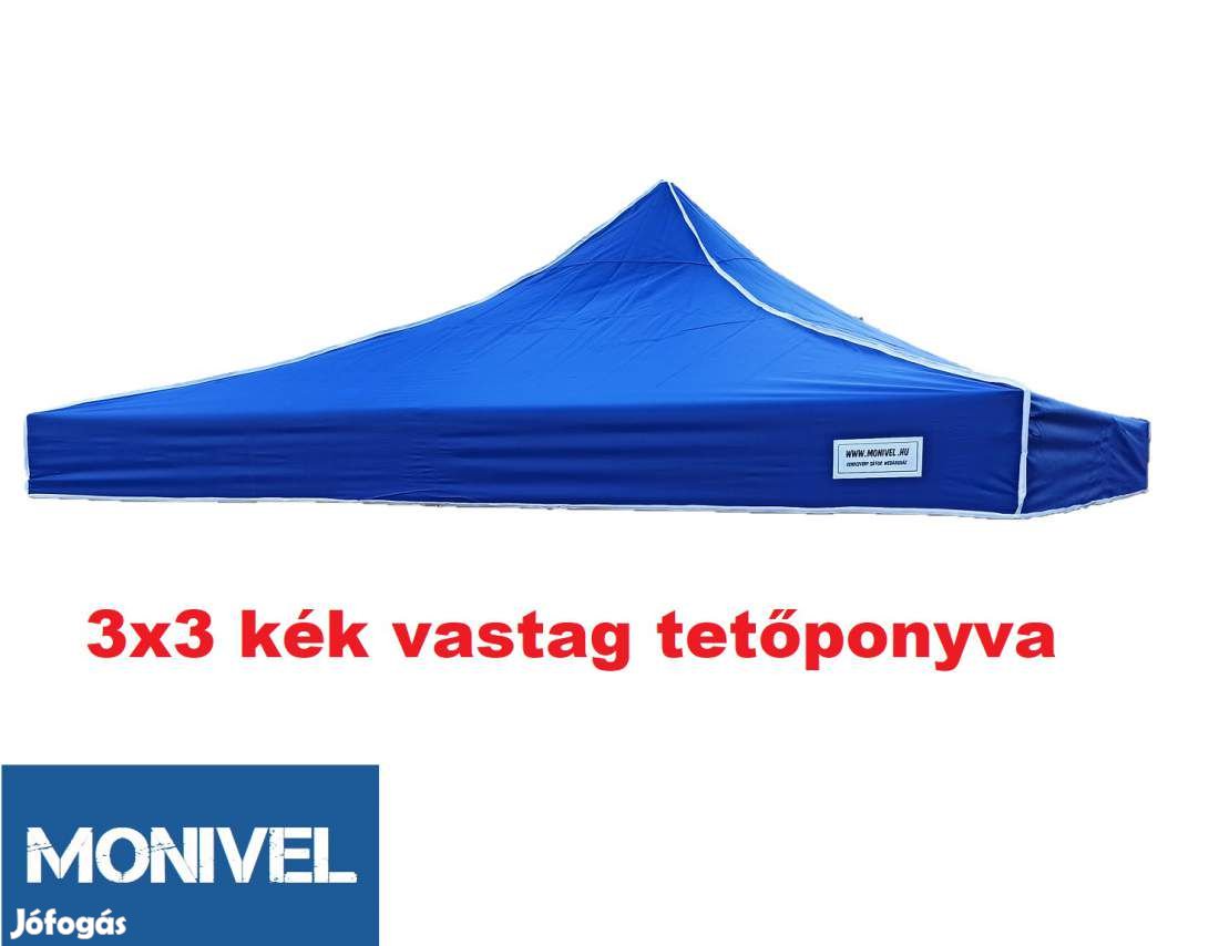 3x3-as tetőponyva rendezvény sátorhoz (csak tetőponyva) kék 280g/m2