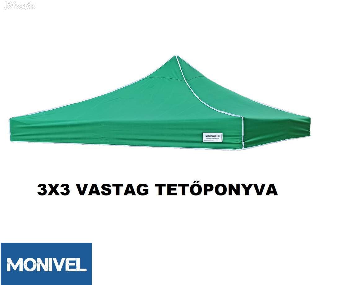 3x3-as tetőponyva rendezvény sátorhoz (csak tetőponyva) zöld 280g/m2