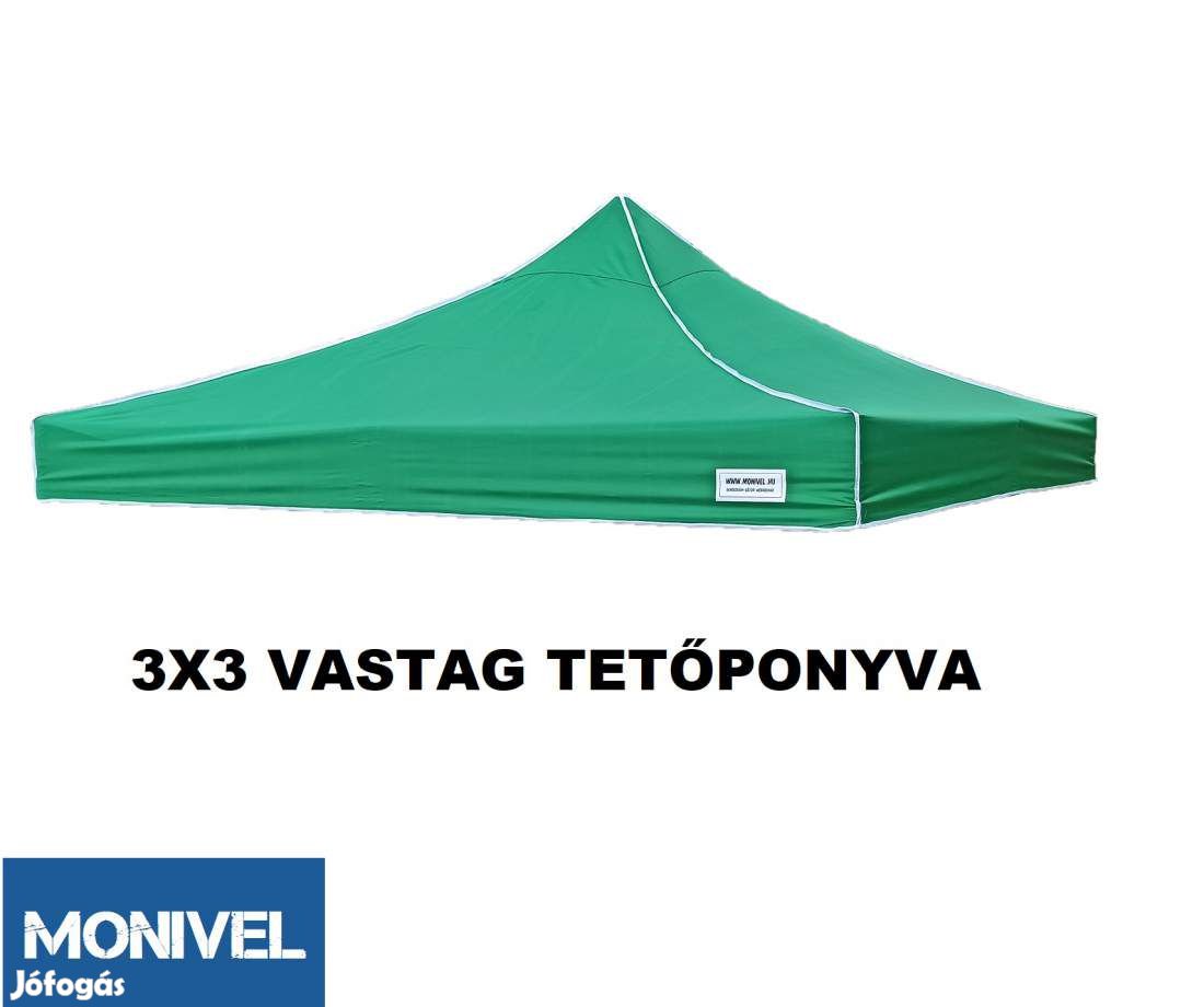 3x3-as tetőponyva rendezvény sátorhoz (csak tetőponyva) zöld 280g/m2