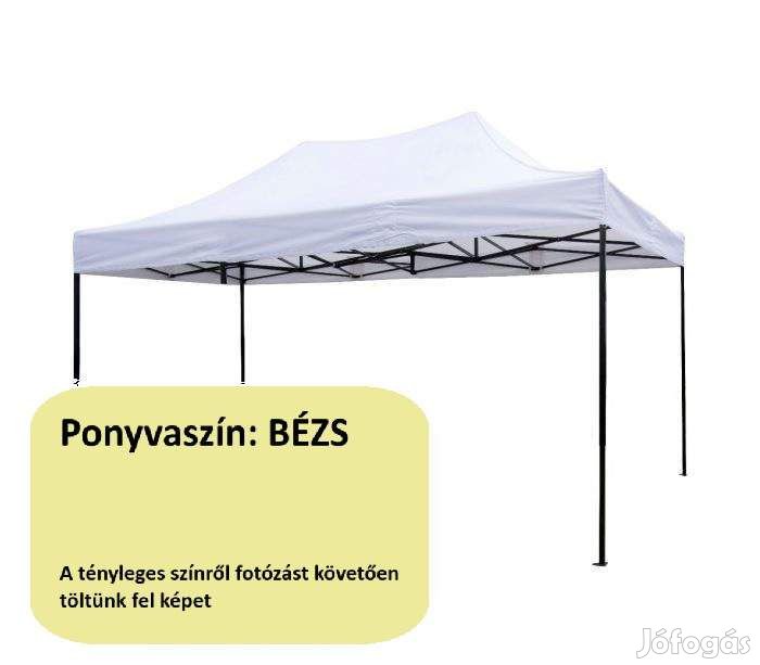 3x4,5 Rendezvény sátor árusító piaci horgász kerti pavilon bézs
