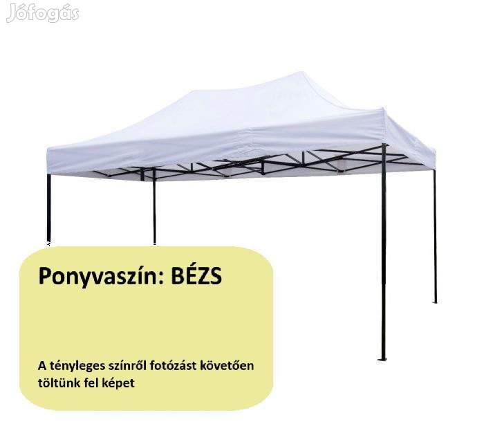 3x4,5 Rendezvény sátor árusító piaci horgász kerti pavilon bézs