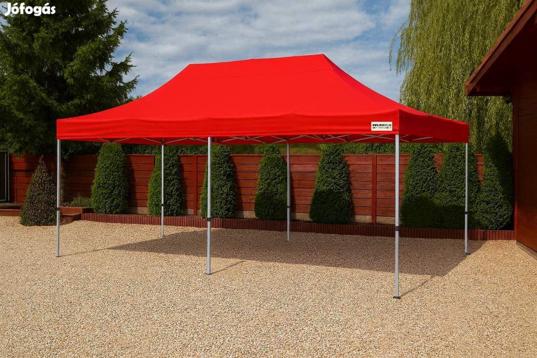 3x6 HEX40 piros erős vízálló pavilon piaci rendezvény horgász sátor
