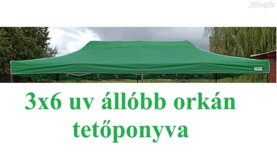 3x6 UV állóbb zöld tetőponyva kerti pavilonhoz rendezvény piaci