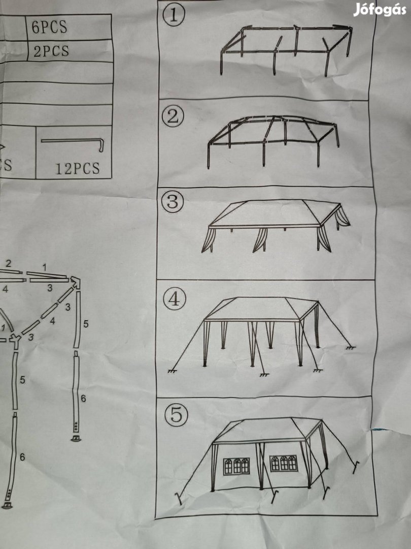 3x6 m rendezvénysátor + kerti sátor pavilon oldalfalak 