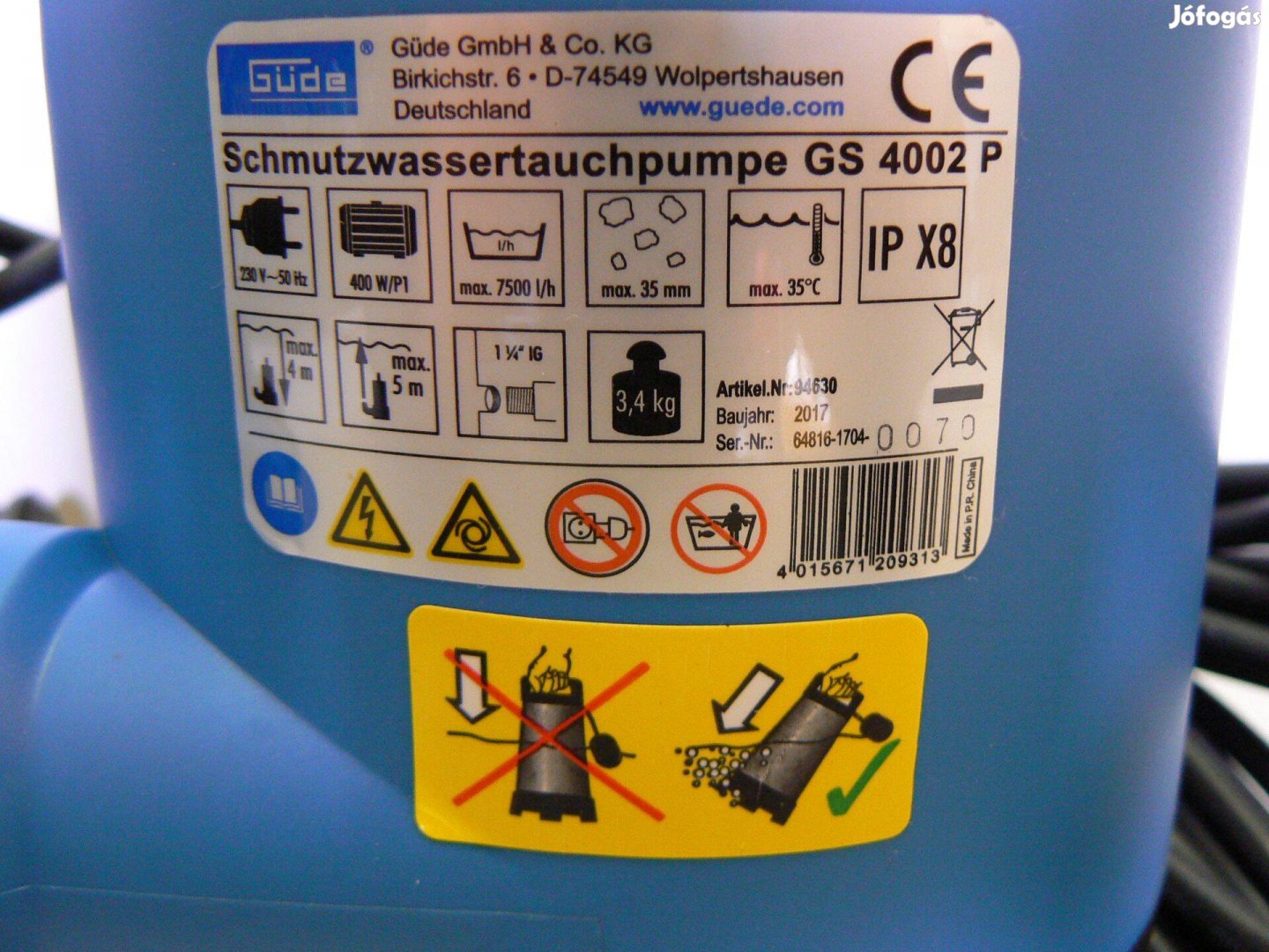 400W-os merülő búvár szivattyú, szennyvízszivattyú