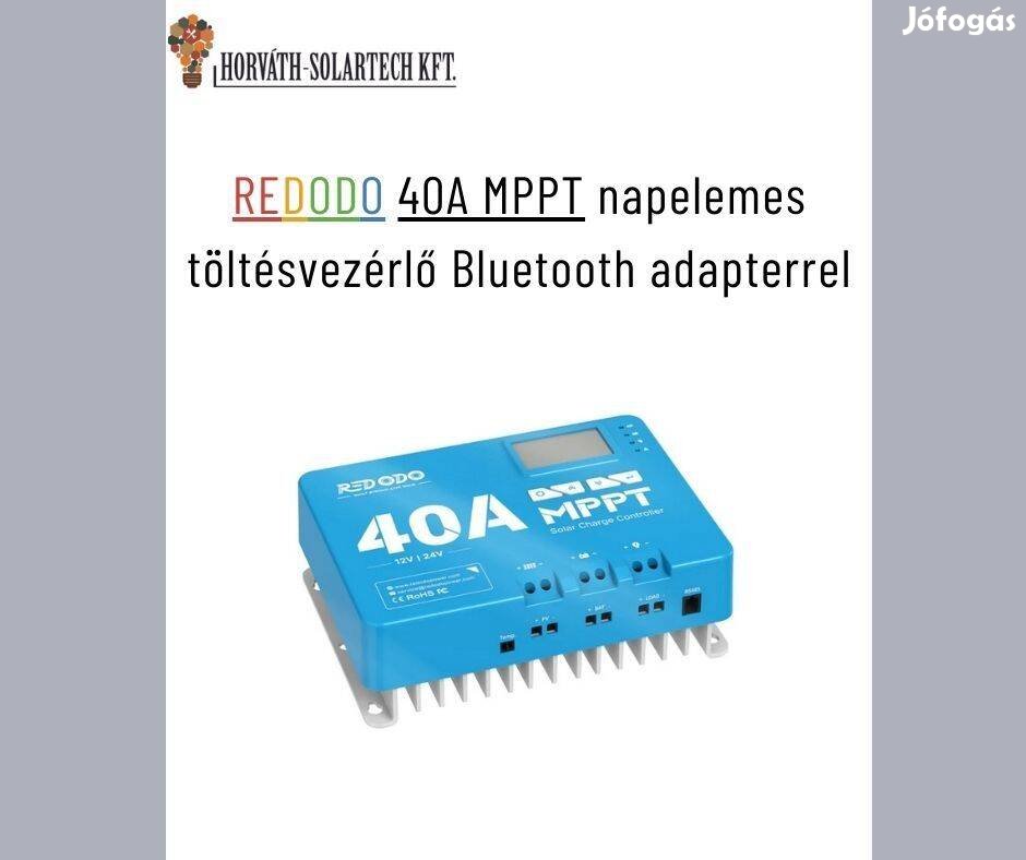 40A MPPT napelemes töltésvezérlő Bluetooth adapterrel