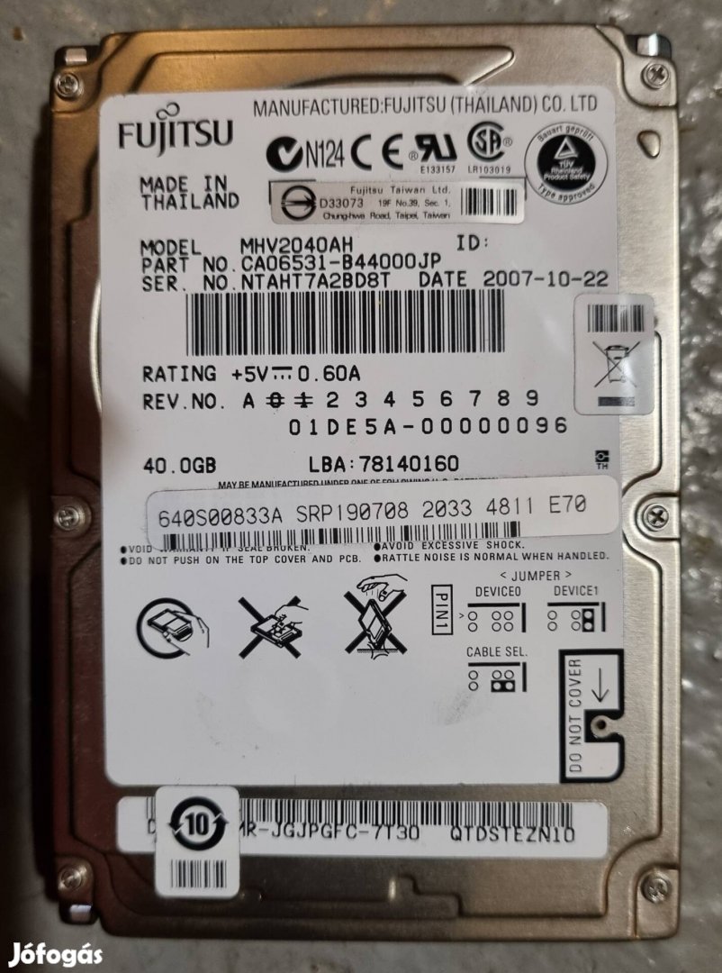 40GB 2,5' IDE HDD