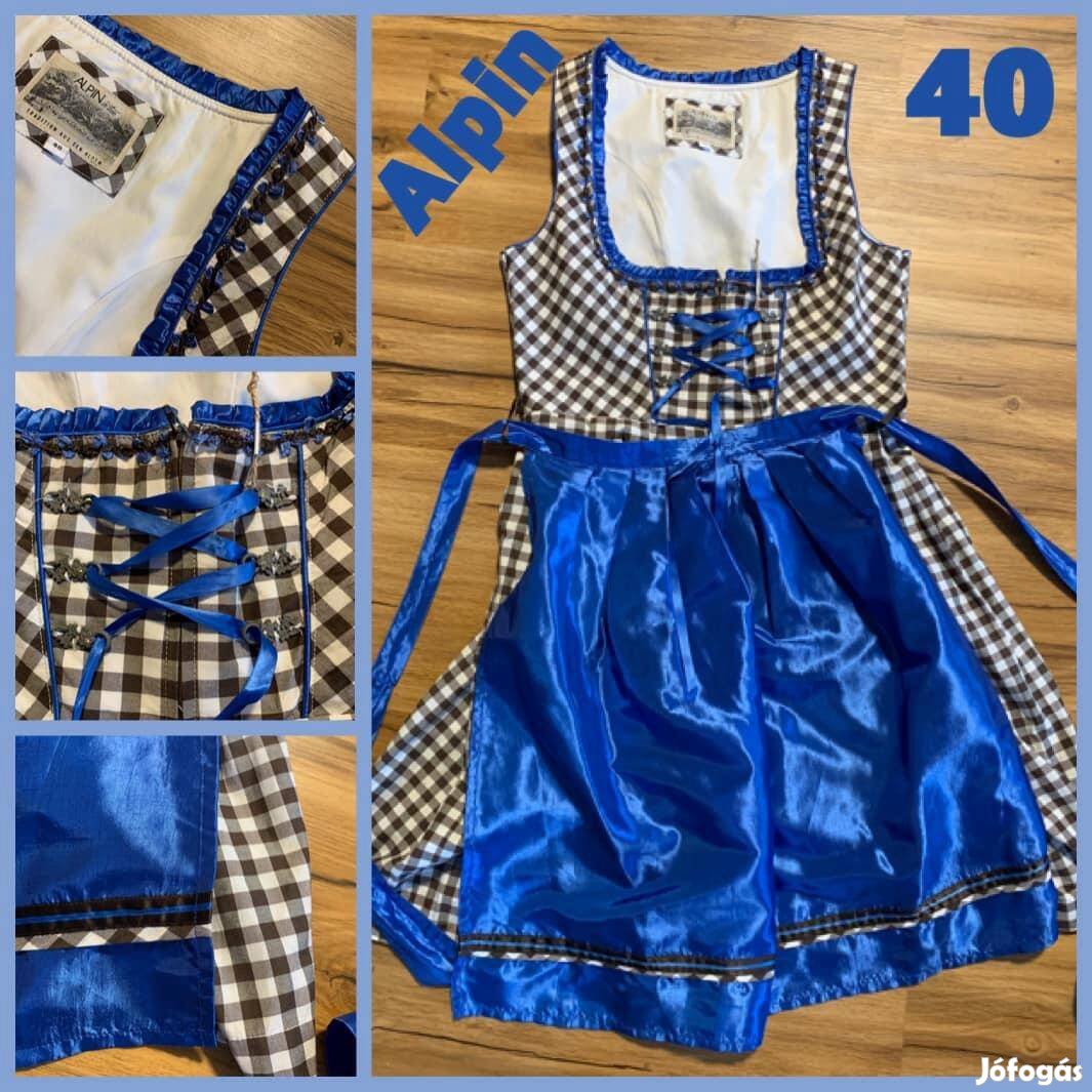 40-es Dirndl ruha szürke kockás-kék /Alpin/