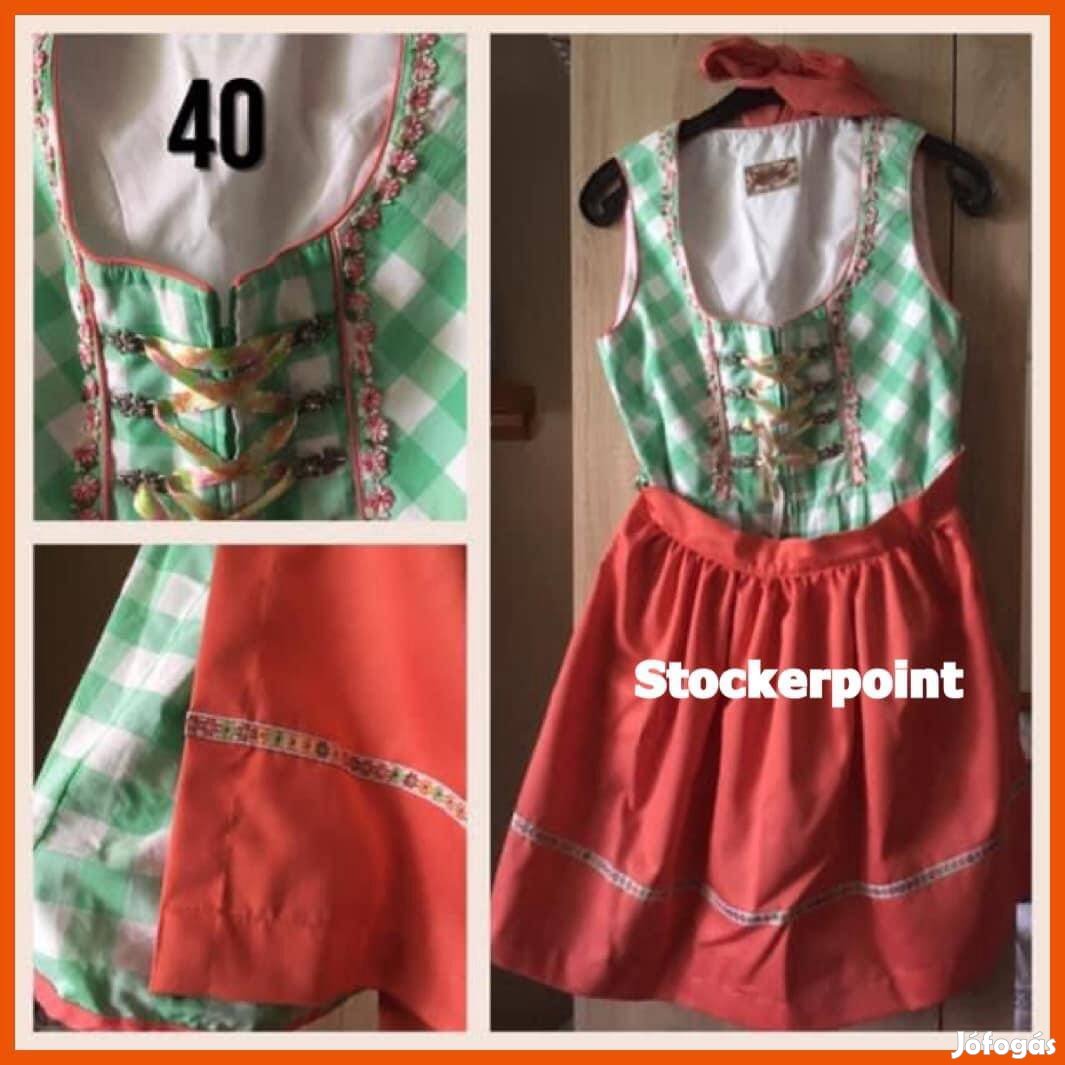 40-es Dirndl ruha v.zöld nagy kockás /Stockerpoint/
