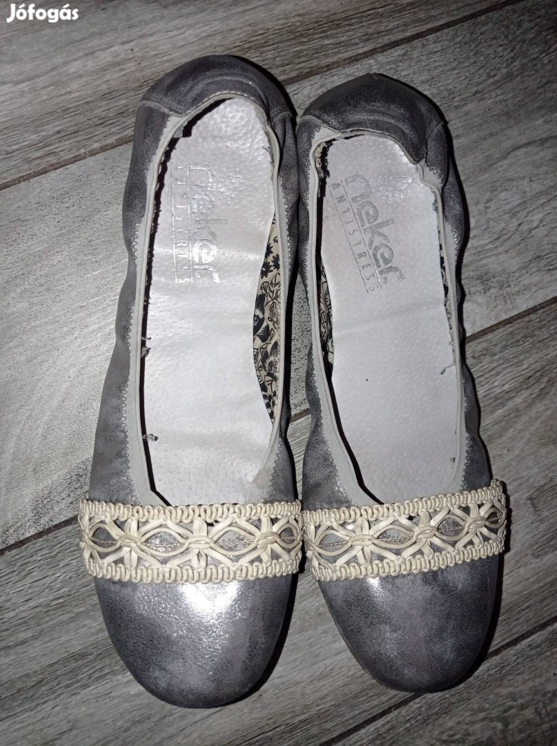 40-es Rieker balerina cipő ezüst