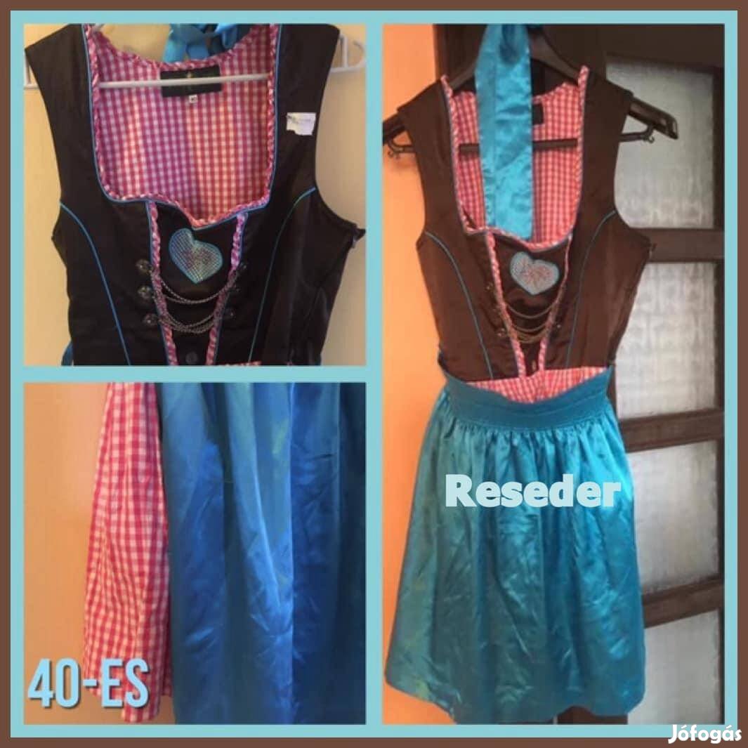 40-es barna-türkiz Dirndl ruha /Reseder/