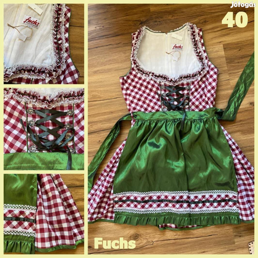 40-es bordó kockás Dirndl ruha /Fuchs/