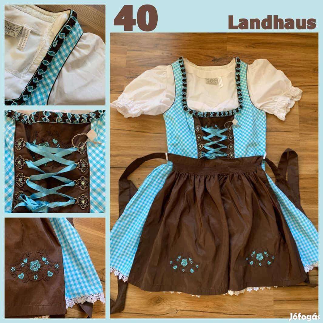 40-es kék-barna Dirndl ruha blúzzal /Landhaus/