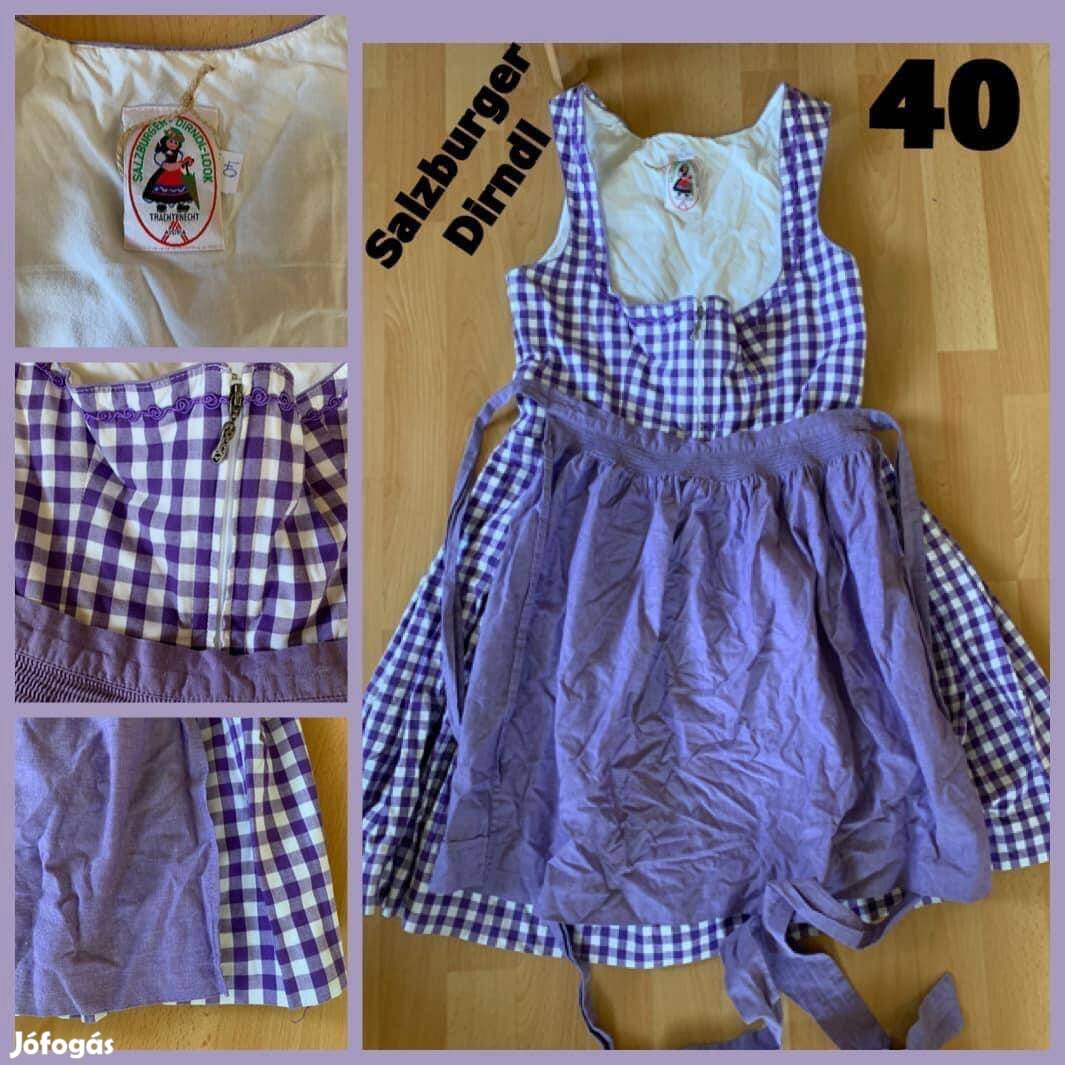 40-es lila kockás Dirndl ruha