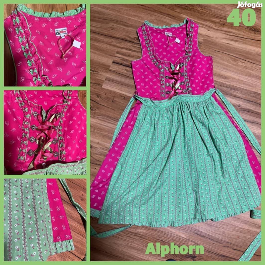 40-es pink-zöld Dirndl ruha /Alphorn/