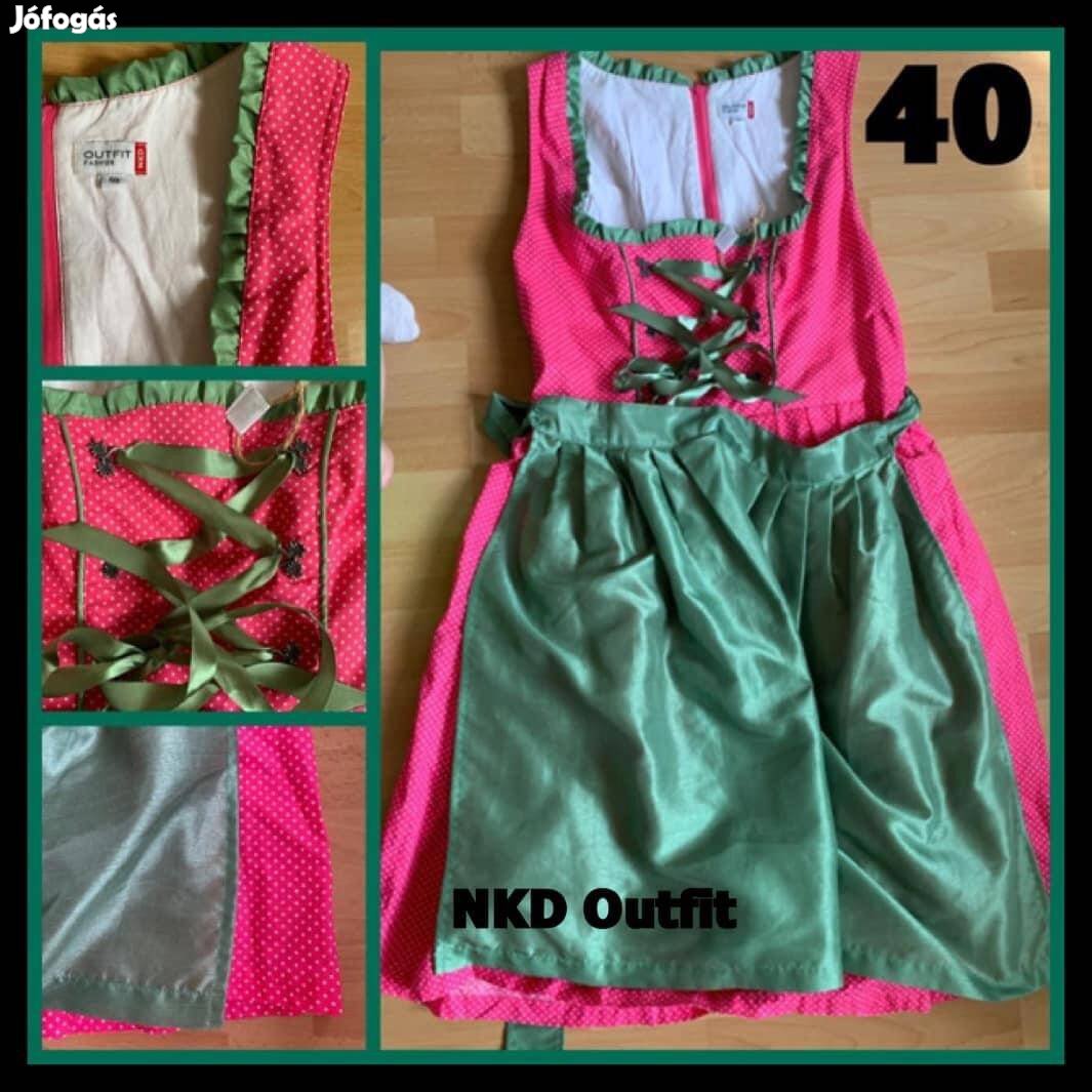 40-es pink-zöld Dirndl ruha /Nkd Outfit/