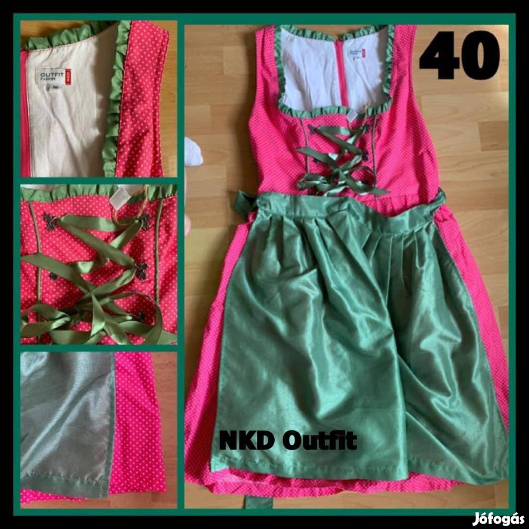 40-es pink-zöld Dirndl ruha /Nkd Outfit/