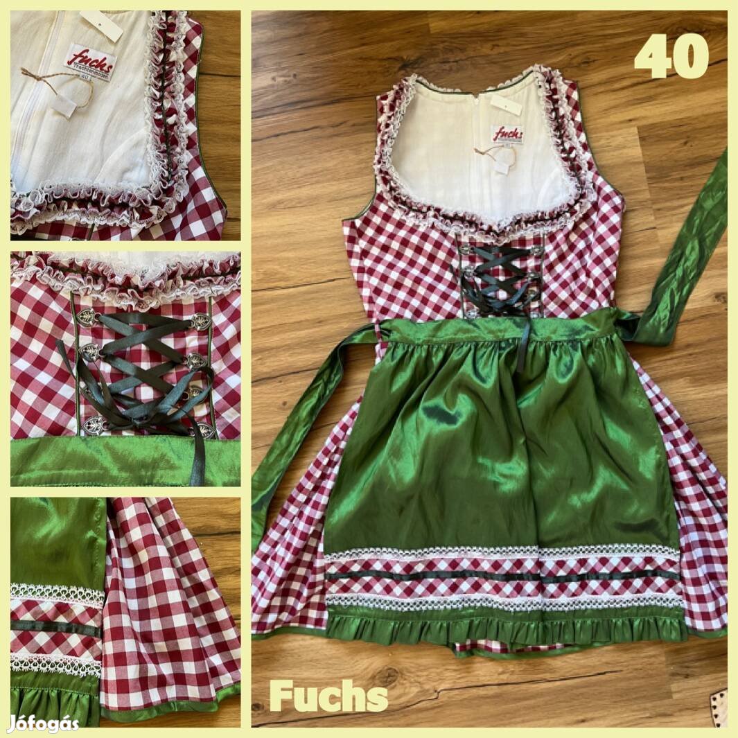 40-es piros kockás Dirndl ruha /Fuchs/