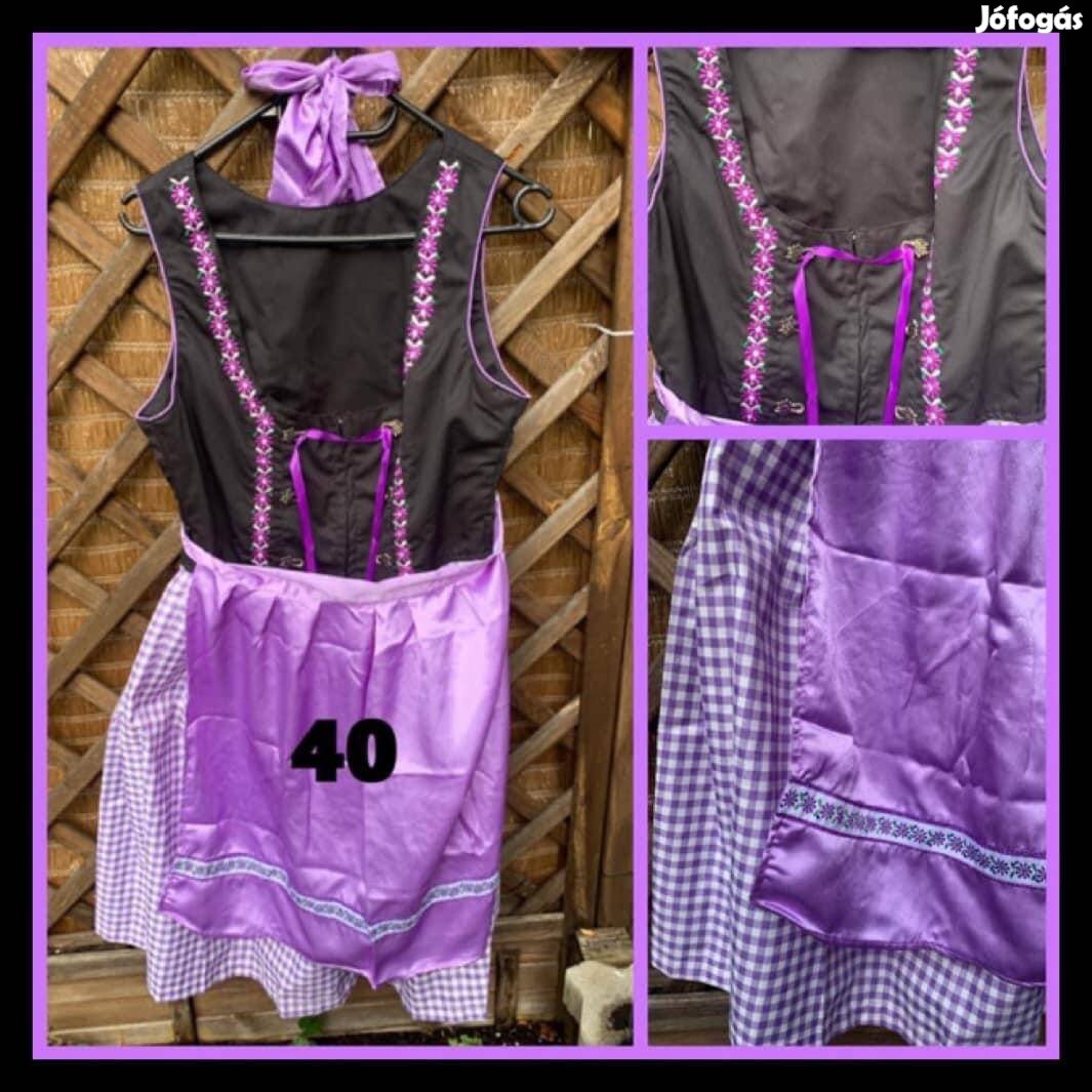 40-es rövid Dirndl ruha lila kockás