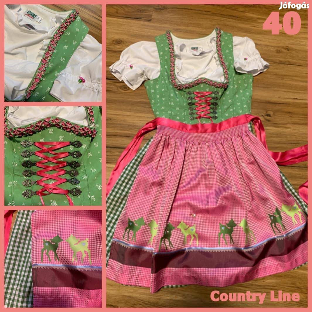 40-es zöld-rózsaszín Dirndl ruha blúzzal /Country Line/