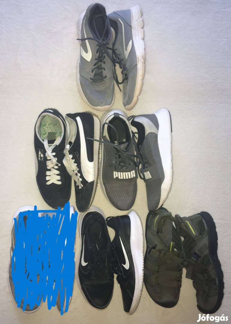 41,42,42,5 és 43-as méretű fiú-férfi sport cipő-zárt szandál márkásak