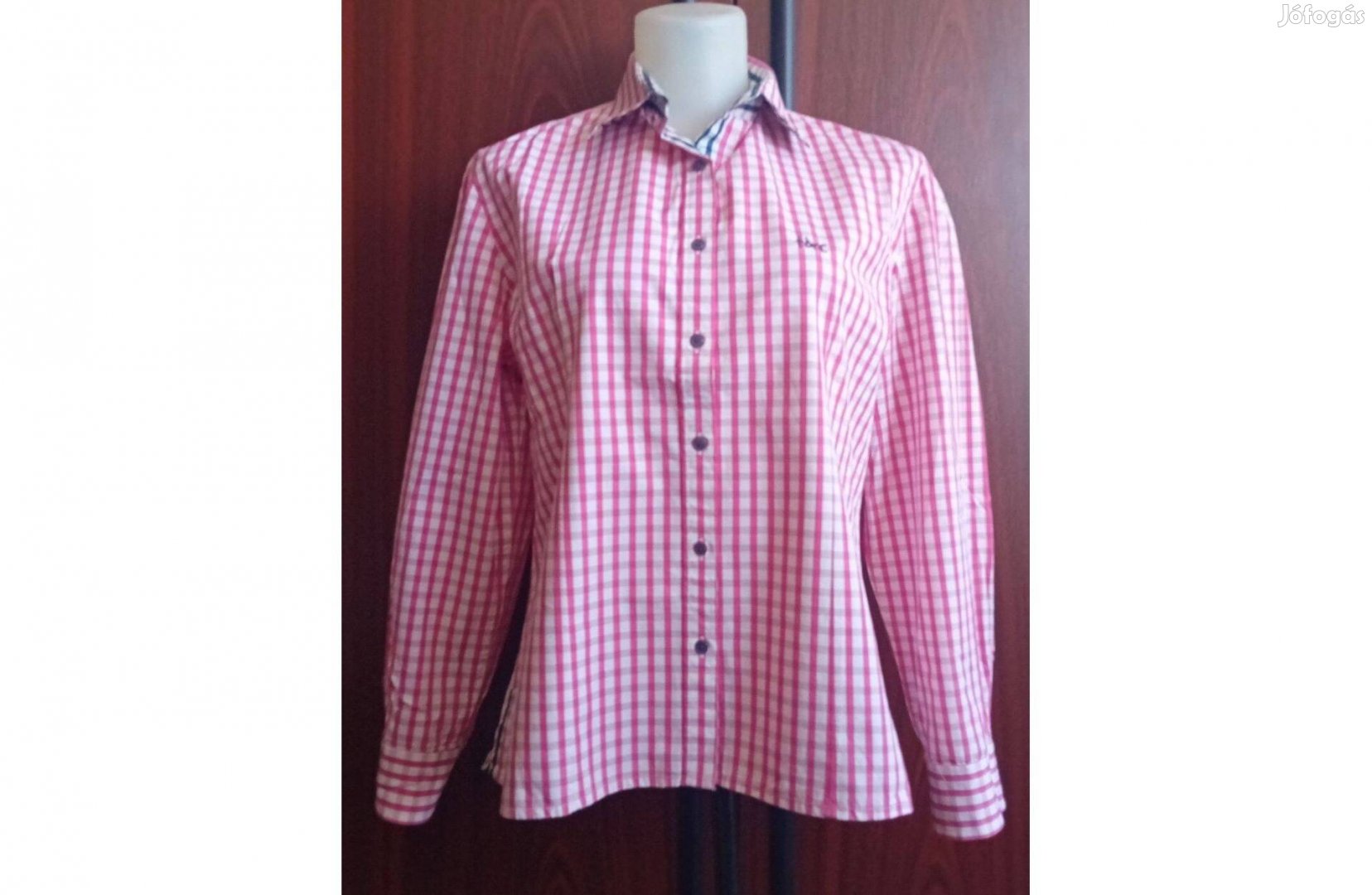 42-44-es/L/,női,pink-fehér apró kocka mintás,100% pamut Thomas&Co ing