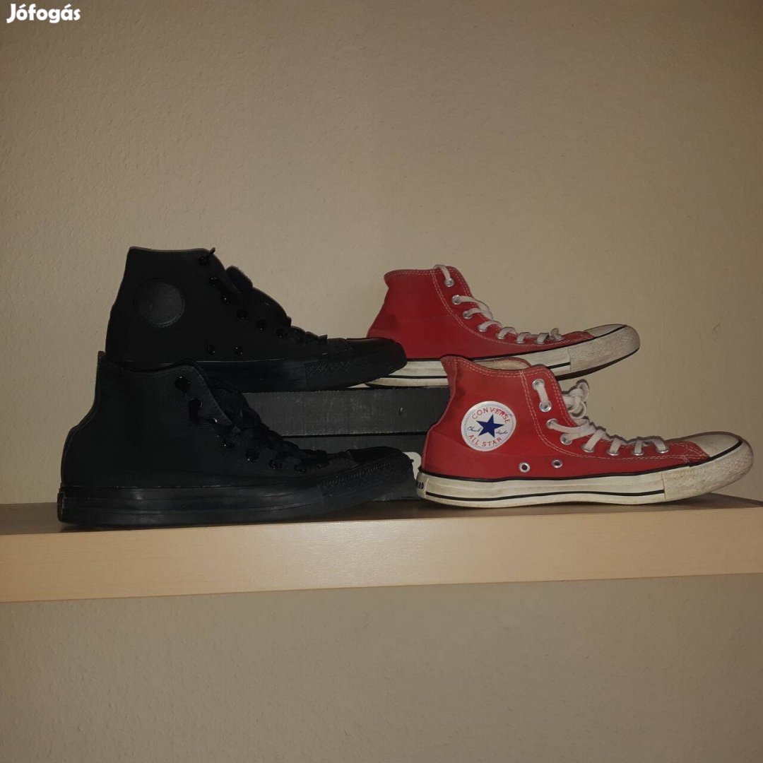 42-es Fekete és Piros Converse cipő