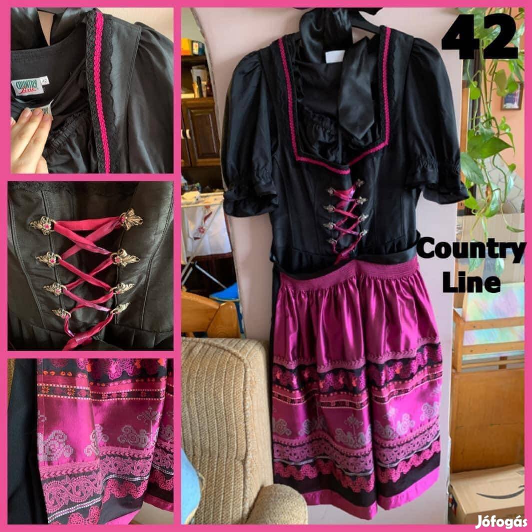 42-es fekete-viola Dirndl ruha blúzzal /Country Line/