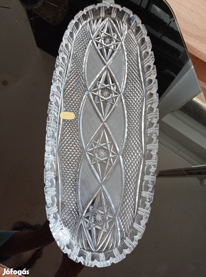 43x18 cm- es kristály tálca és kis kínáló