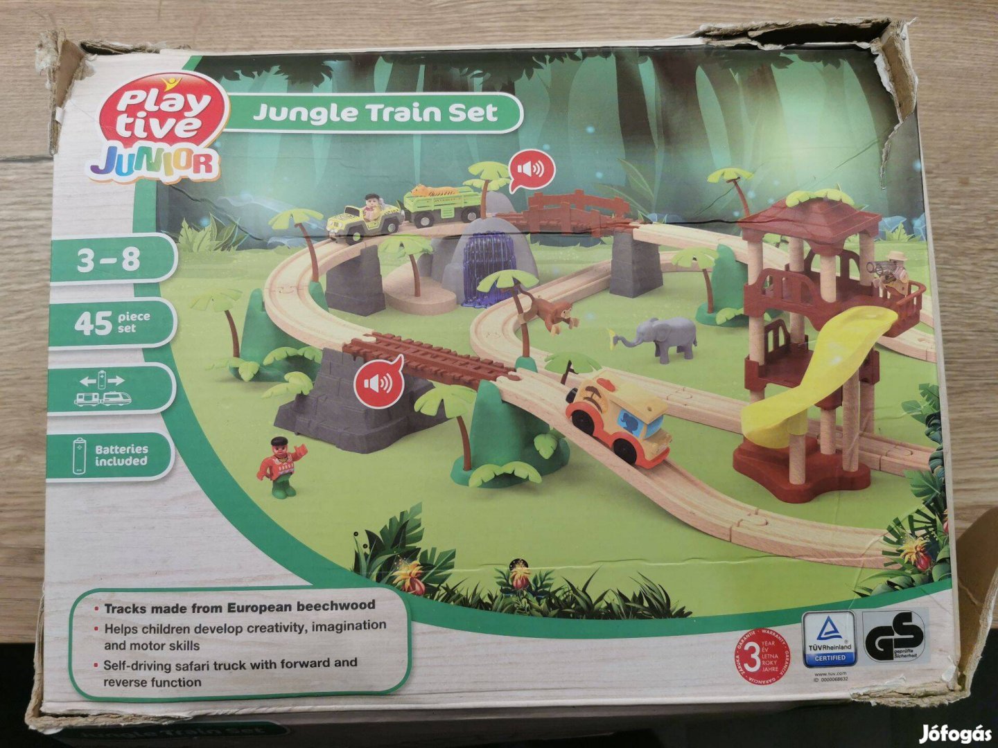 45 darabos favonat készlet Play tive Jungle Train fa vonat