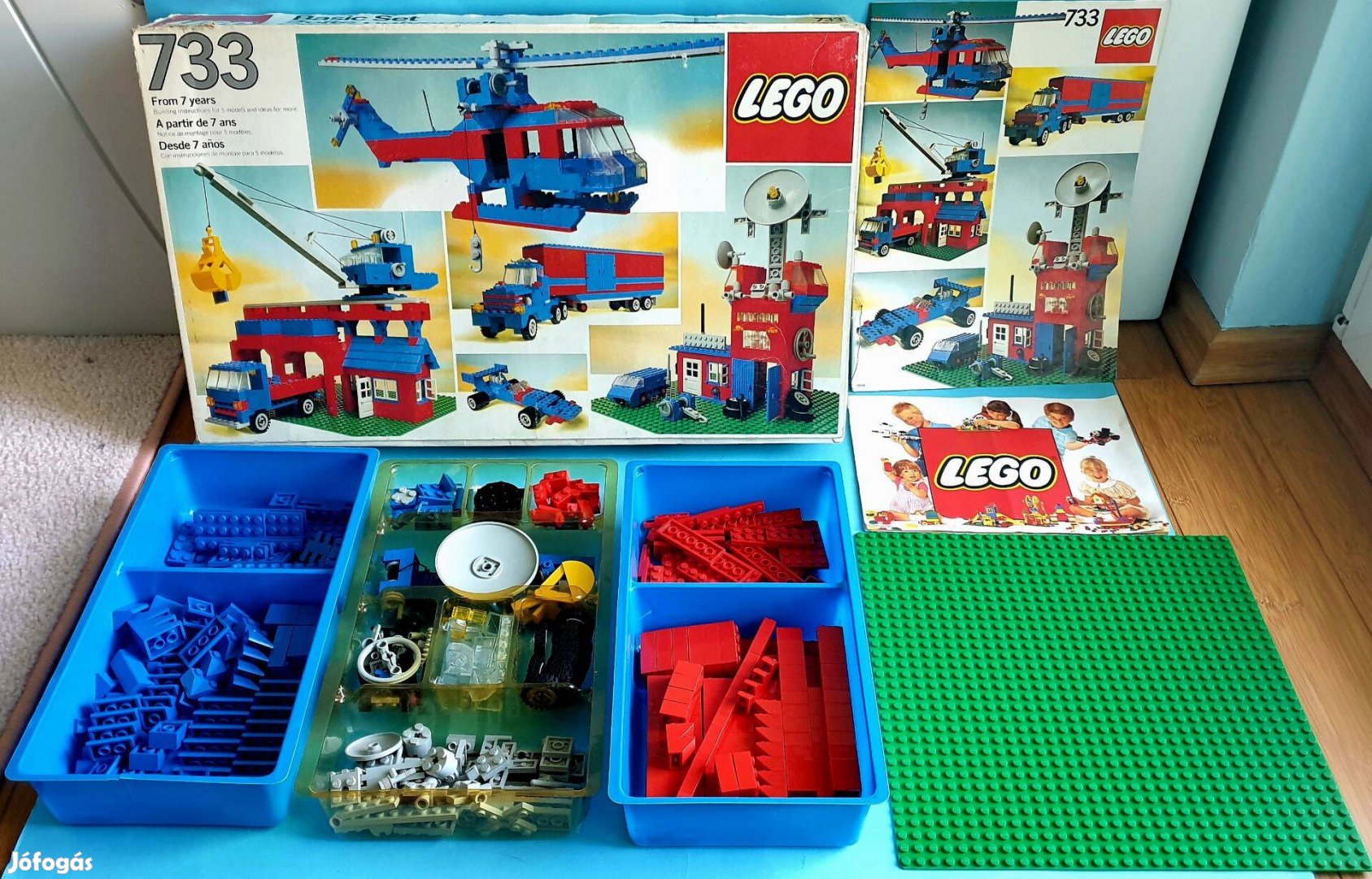 45 éves LEGO Universal Building Set 733 (1980) gyűjtői, útmutatóval