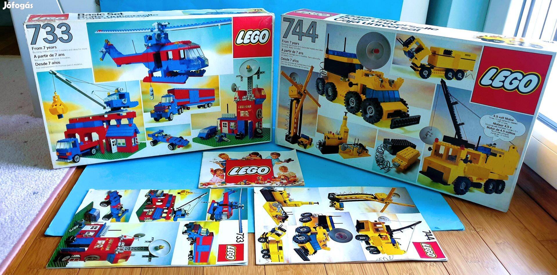 45 éves LEGO Universal Building Set 733 és 744, doboz, útmutató